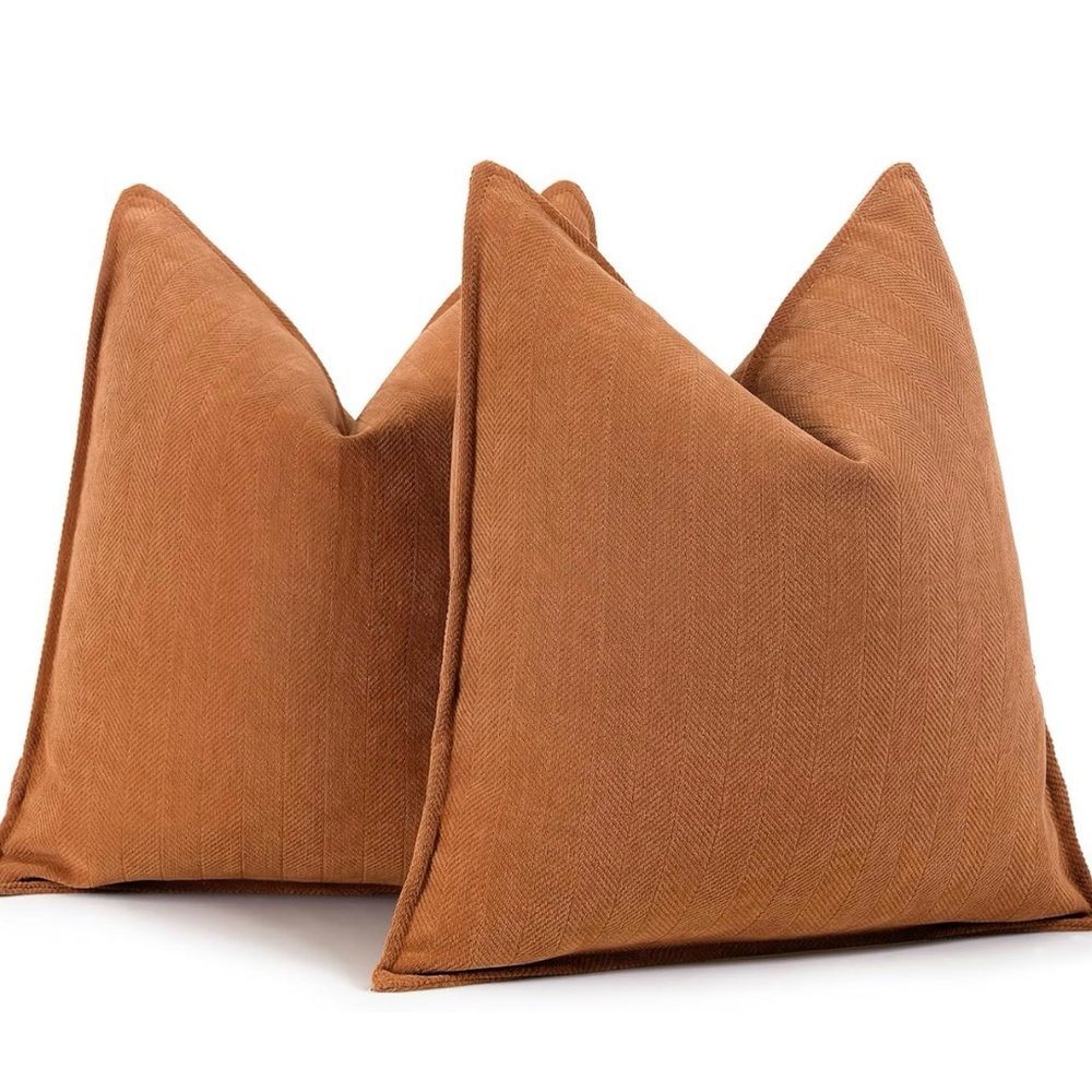 Rust Orange Herringbone Accent Pillow - Pair